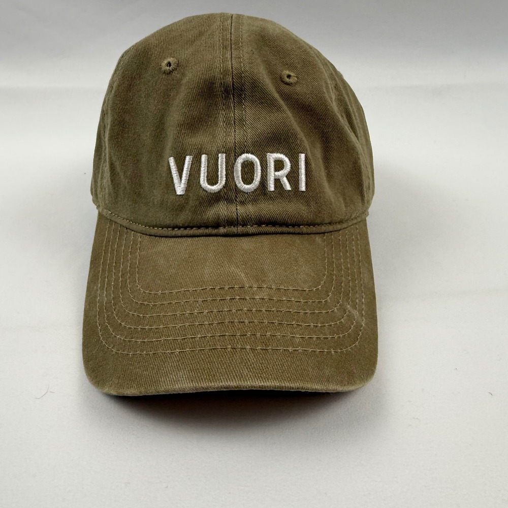 Vuori Embroidered Logo Dad Hat Adjustable Cotton Baseball Cap Olive